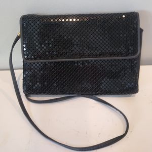 Vintage Whiting & Davis Black Mesh Metal Purse Evening Crossbody USA 8.5"  X 6”